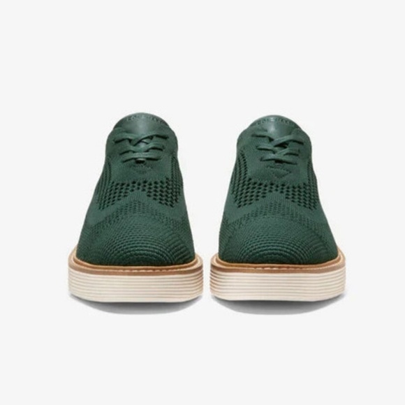 NWT Cole Haan Women's Øriginal Grand Platform Oxford in Scarab Ivory Knit Size 8 - Picture 3 of 8